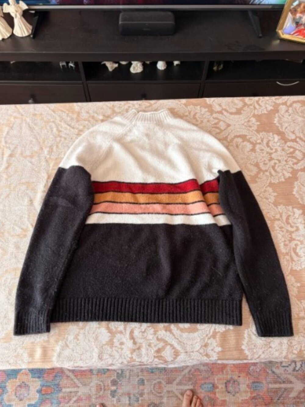 Saltwater Luxe Jane Sweater M Colorblock Striped Cowlneck Mock Neck Knit